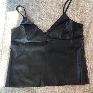 NWT Lucky Brand faux leather crop cami black small Ptp 17” length 20.5”